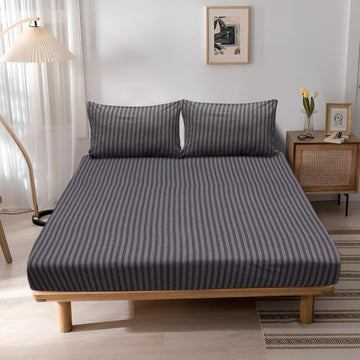 Jersey Cotton Feel Polyester Fitted Bed Sheet With Pillow Covers Fits Up to 6"Mattress