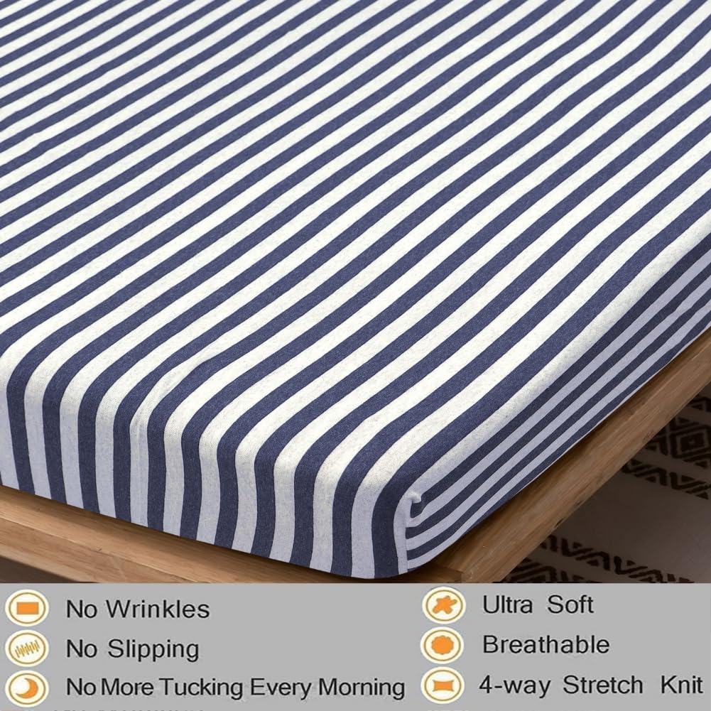 Jersey Cotton Rich Fitted Bed Sheet With 2 Pillow Covers Up to 6" Fits Mattress
