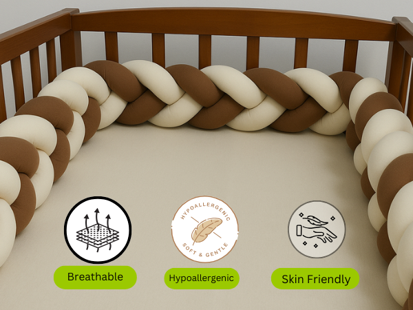 India First 100% Cotton Jersey Braided Crib Bumper