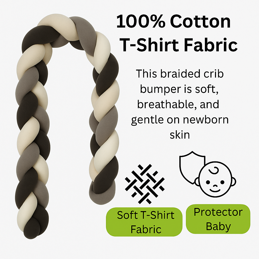 India First 100% Cotton Jersey Braided Crib Bumper