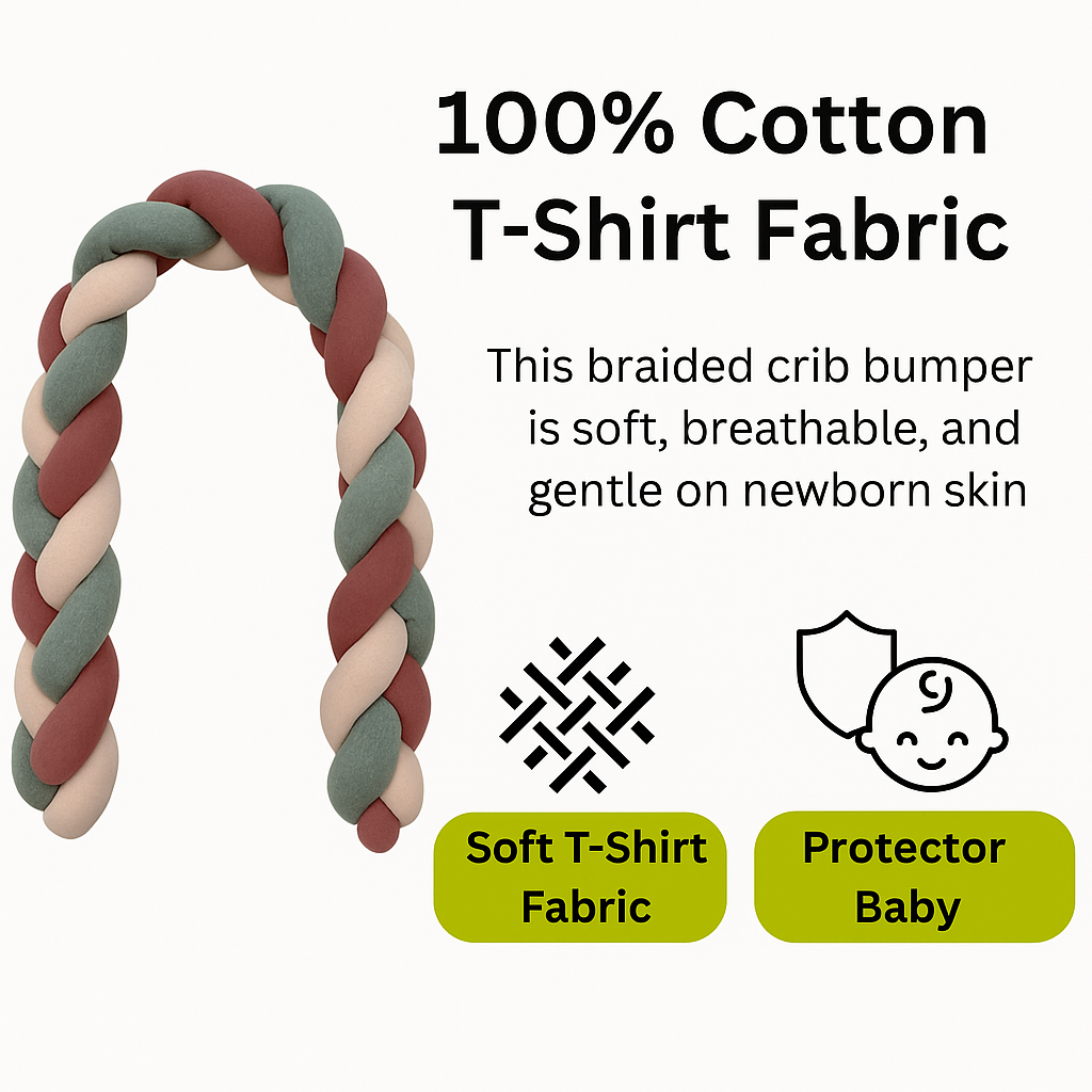 India First 100% Cotton Jersey Braided Crib Bumper