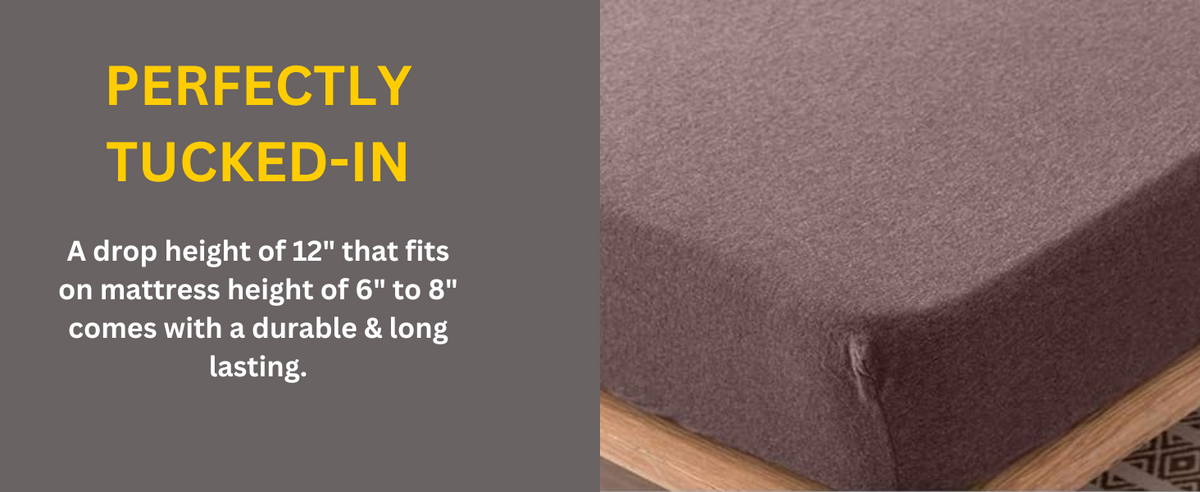 Jersey Cotton Feel Polyester Fitted Bed Sheet With Pillow Covers Fits Up to 6