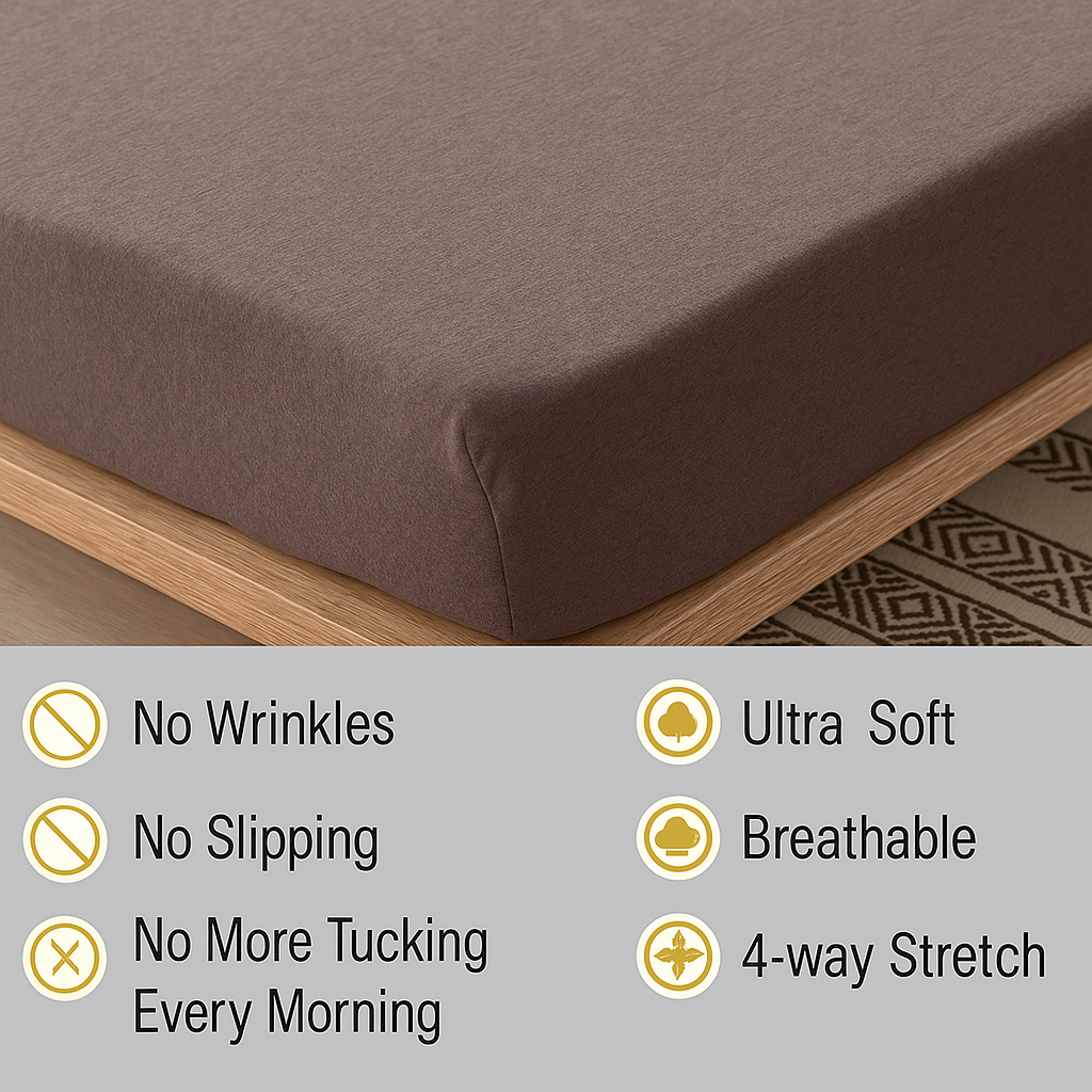 Jersey Cotton Feel Polyester Fitted Bed Sheet