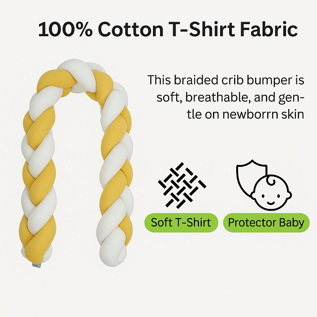 India First 100% Cotton Jersey Braided Crib Bumper