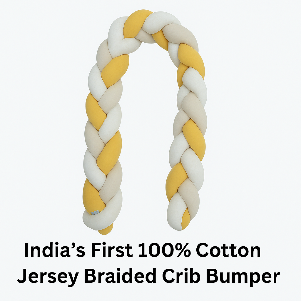 India First 100% Cotton Jersey Braided Crib Bumper