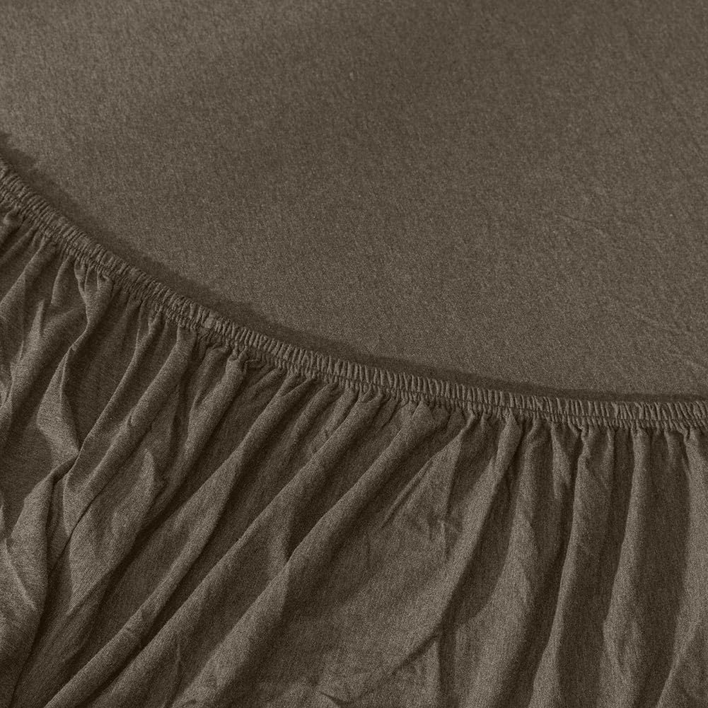 Jersey Cotton Rich Fitted Bed Sheet With 2 Pillow Covers Up to 6" Fits Mattress