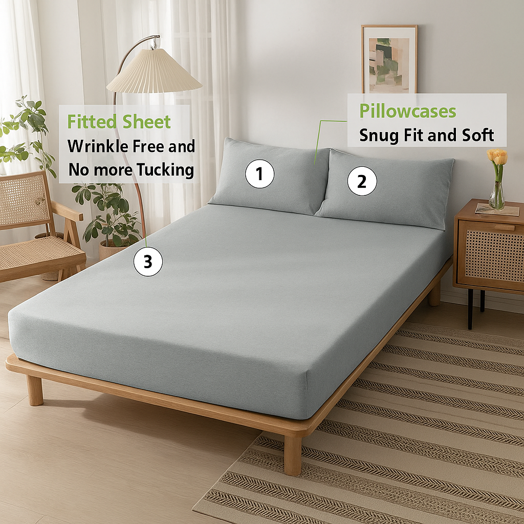 Jersey Cotton Rich Fitted Bed Sheet Set