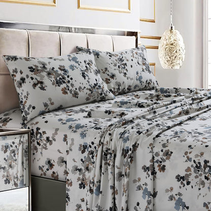 Soft Cotton Sateen Printed Sheets Floral Print, Extra Deep Pocket