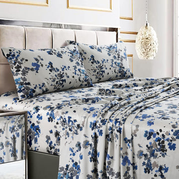 Soft Cotton Sateen Printed Sheets Floral Print, Extra Deep Pocket