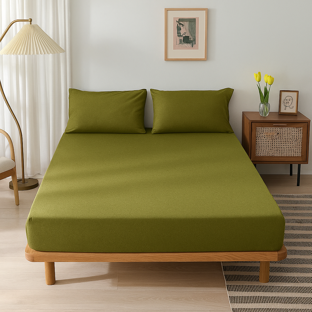 Jersey Cotton Feel Polyester Fitted Bed Sheet