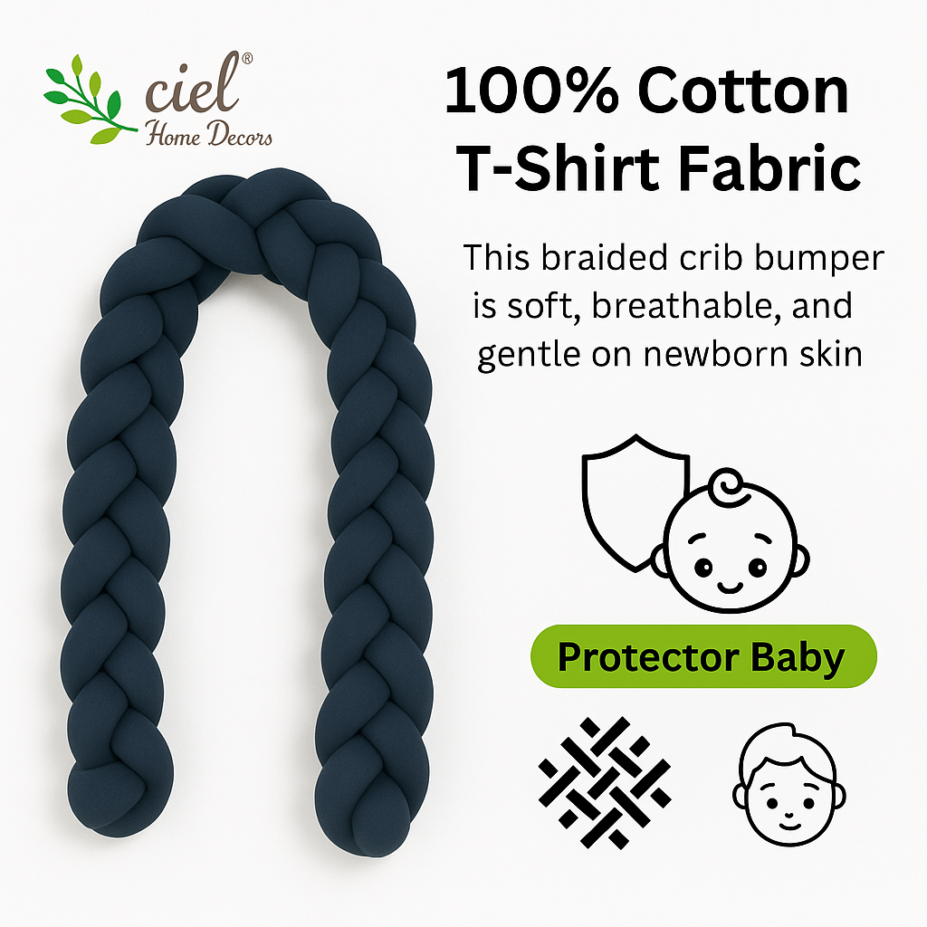 India First 100% Cotton Jersey Braided Crib Bumper
