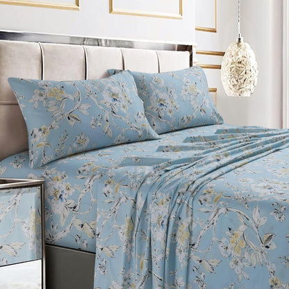 Soft Cotton Sateen Printed Sheets Floral Print, Extra Deep Pocket