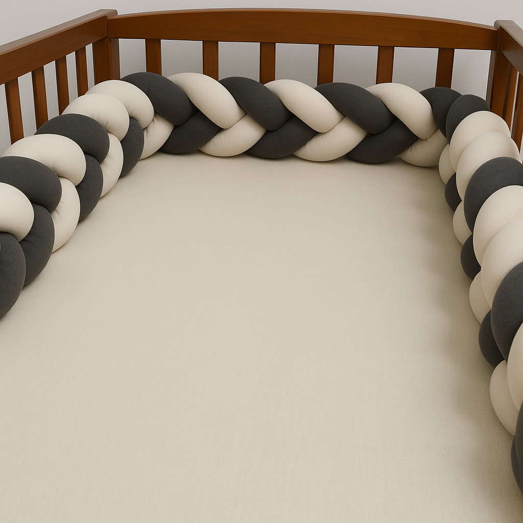 India First 100% Cotton Jersey Braided Crib Bumper