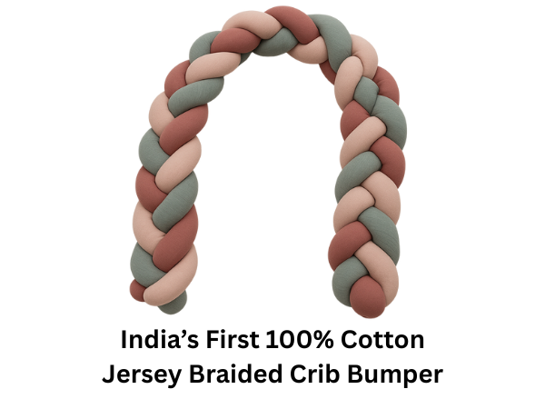 India First 100% Cotton Jersey Braided Crib Bumper