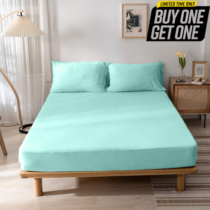 100% Cotton Jersey Knitted Fitted Bed Sheet - Fits Up to 6" to 8" Mattress